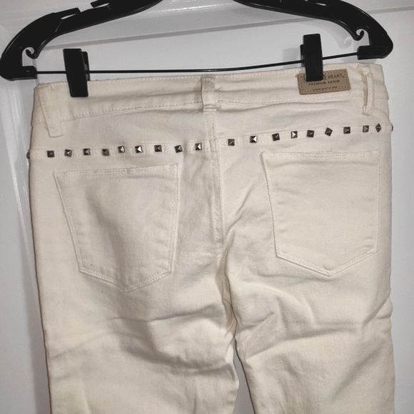Velvet Heart Edgy Studded White Skinny Jeans Sz 27 - Picture 6 of 9